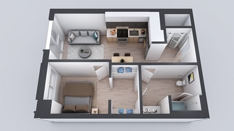 Kado NW One Bedroom One Bathroom A2A Floor Plan